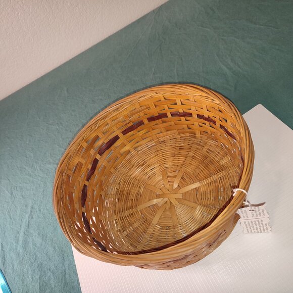 Vintage Two Tone Basket Round Circular Woven Old Quality Kitchen Office Accents - Picture 4 of 9